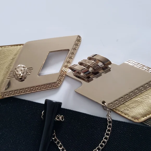 Elasticized Cinch Belt with Latch and Chain - Picture 13 of 16